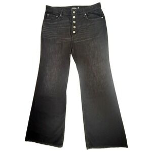 Lauren Ralph Lauren Women's Black Wash High-Rise Flare Jeans Size 12 Button Fly